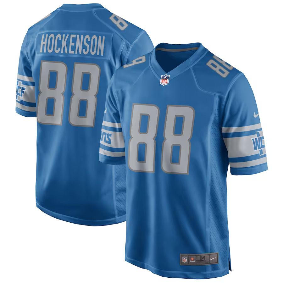 Men Detroit Lions #88 T.J. Hockenson Nike Blue Game NFL Jersey->detroit lions->NFL Jersey